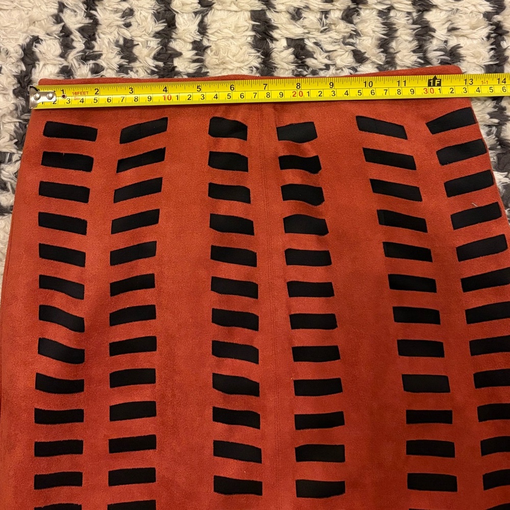 Burnt Orange and Black Patterned Pencil Skirt - Picture 8 of 9